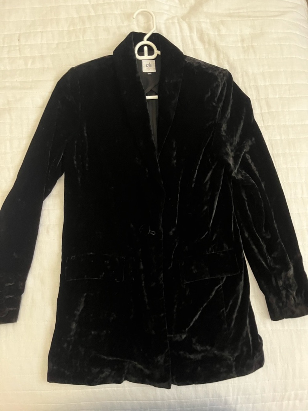 CAbi Black Crushed Velvet Jacket